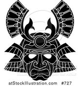 Vector Illustration of an Asian Samurai Warrior Mask by AtStockIllustration