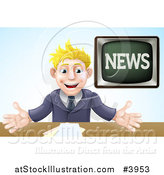 Vector Illustration of an Enthusiastic Male News Anchor by AtStockIllustration