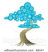 Vector Illustration of an Oriental Tree with Blue Circle Foliage by AtStockIllustration