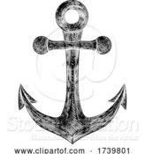 Vector Illustration of Anchor from Boat or Ship Tattoo Drawing by AtStockIllustration