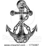 Vector Illustration of Anchor from Boat or Ship Tattoo Drawing by AtStockIllustration