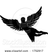 Vector Illustration of Angel Lady with Wings Silhouette by AtStockIllustration