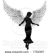 Vector Illustration of Angel Lady with Wings Silhouette by AtStockIllustration