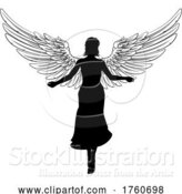 Vector Illustration of Angel Lady with Wings Silhouette by AtStockIllustration