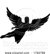 Vector Illustration of Angel Lady with Wings Silhouette by AtStockIllustration