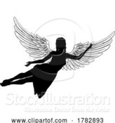 Vector Illustration of Angel Lady with Wings Silhouette by AtStockIllustration