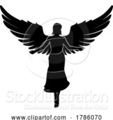 Vector Illustration of Angel Lady with Wings Silhouette by AtStockIllustration