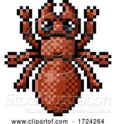 Vector Illustration of Ant Bug Insect Pixel Art Video Game 8 Bit Icon by AtStockIllustration