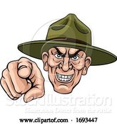 Vector Illustration of Army Bootcamp Drill Sergeant Soldier Ponting by AtStockIllustration