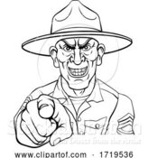 Vector Illustration of Army Bootcamp Drill Sergeant Soldier Ponting by AtStockIllustration