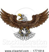 Vector Illustration of Bald Eagle Hawk Flying Soccer Football Ball Mascot by AtStockIllustration