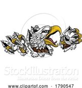 Vector Illustration of Bald Eagle Hawk Ripping Soccer Football Mascot by AtStockIllustration