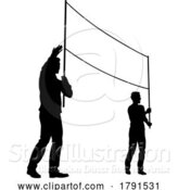 Vector Illustration of Banner Silhouette Protestors at March Rally Strike by AtStockIllustration