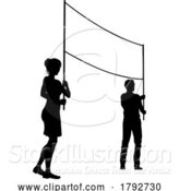 Vector Illustration of Banner Silhouette Protestors at March Rally Strike by AtStockIllustration
