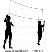 Vector Illustration of Banner Silhouette Protestors at March Rally Strike by AtStockIllustration