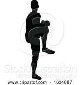 Vector Illustration of Baseball Player Silhouette by AtStockIllustration