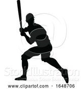 Vector Illustration of Baseball Player Silhouette by AtStockIllustration