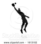 Vector Illustration of Baseball Player Silhouette, on a White Background by AtStockIllustration