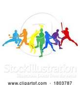 Vector Illustration of Baseball Silhouette Players Player Silhouettes by AtStockIllustration