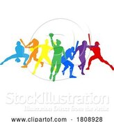 Vector Illustration of Baseball Silhouette Players Player Silhouettes by AtStockIllustration