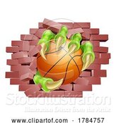 Vector Illustration of Basketball Ball Claw Breaking Through Wall by AtStockIllustration