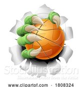 Vector Illustration of Basketball Ball Claw Monster Animal Hand by AtStockIllustration