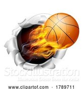 Vector Illustration of Basketball Ball Flame Fire Breaking Background by AtStockIllustration