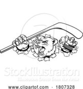 Vector Illustration of Bear Ice Hockey Player Animal Sports Mascot by AtStockIllustration