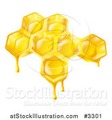 Vector Illustration of Bee Honey Dripping off of Combs by AtStockIllustration