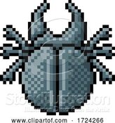 Vector Illustration of Beetle Bug Insect Pixel Art Video Game 8 Bit Icon by AtStockIllustration