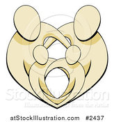 Vector Illustration of Beige Parents Protecting Their Children and Forming a Heart by AtStockIllustration