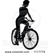 Vector Illustration of Bike and Bicyclist Silhouette by AtStockIllustration