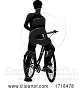 Vector Illustration of Bike and Bicyclist Silhouette by AtStockIllustration