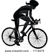 Vector Illustration of Bike and Bicyclist Silhouette by AtStockIllustration