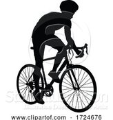 Vector Illustration of Bike and Bicyclist Silhouette by AtStockIllustration