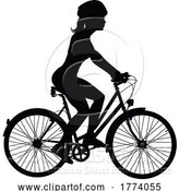 Vector Illustration of Bike and Bicyclist Silhouette by AtStockIllustration