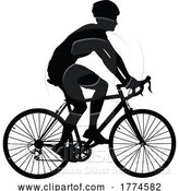 Vector Illustration of Bike and Bicyclist Silhouette by AtStockIllustration