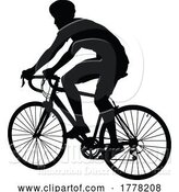 Vector Illustration of Bike and Bicyclist Silhouette by AtStockIllustration