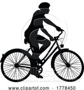 Vector Illustration of Bike and Bicyclist Silhouette by AtStockIllustration