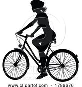 Vector Illustration of Bike and Bicyclist Silhouette by AtStockIllustration