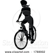 Vector Illustration of Bike and Bicyclist Silhouette by AtStockIllustration