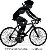 Vector Illustration of Bike and Bicyclist Silhouette by AtStockIllustration