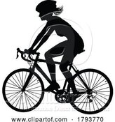 Vector Illustration of Bike and Bicyclist Silhouette by AtStockIllustration