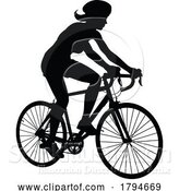 Vector Illustration of Bike and Bicyclist Silhouette by AtStockIllustration