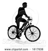 Vector Illustration of Bike Cyclist Riding Bicycle Silhouette by AtStockIllustration