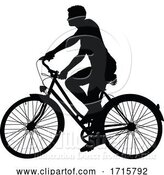 Vector Illustration of Bike Cyclist Riding Bicycle Silhouette by AtStockIllustration