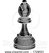 Vector Illustration of Bishop Chess Piece Vintage Woodcut Style Concept by AtStockIllustration