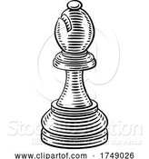Vector Illustration of Bishop Chess Piece Vintage Woodcut Style Concept by AtStockIllustration