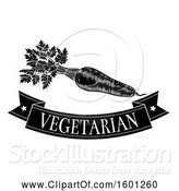 Vector Illustration of Black and White Carrot over a Vegetarian Banner by AtStockIllustration