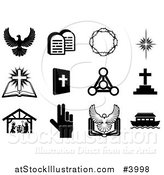 Vector Illustration of Black and White Christian Icons by AtStockIllustration